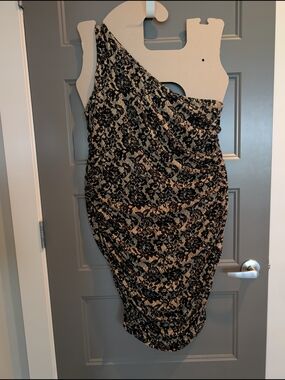 MICHAEL Michael Kors One-Shoulder Gathered Stretch Dress 1X NWT